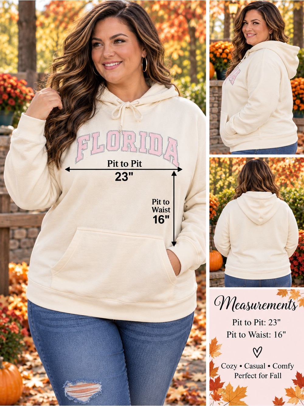 Cozy Cream 'Florida' Hooded Sweatshirt - Women's